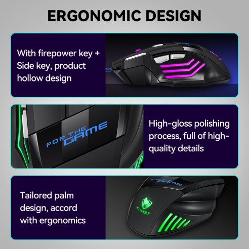 Ratón M1 gaming con cable y Luz RGB