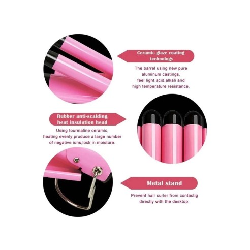 Plancha de pelo inalámbrica 3 tubos