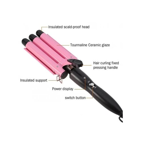 Plancha de pelo inalámbrica 3 tubos