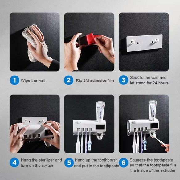 Soporte de cepillos de dientes con lámpara UV